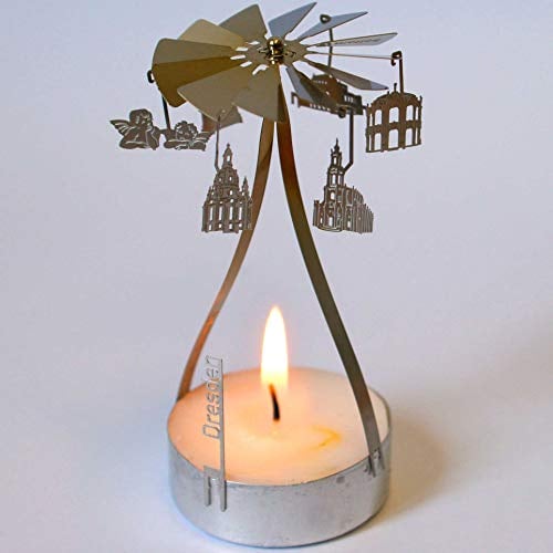 13gramm Dresden Souvenir Teelicht Pyramide, 3D Edelstahl Kerzen Karusell