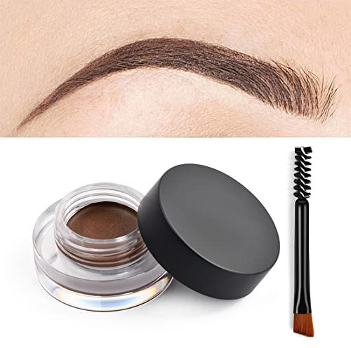 Xzeemo 3g Augenbrauencreme, Augenbrauen Pomade Gel, Brauenfarbe mit Doppelseitiger Bürste für Augenbrauen-Make-Up (Dunkelbraun)