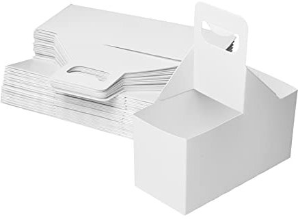 Kraft Cofee Drink Carrier with Handle - 30 Pack 2 Cup Kraft Paperboard Cup Holder Bulk Disposable Cardboard Drink Carrier for 12-32 OZ Drinks, Takeout, Candy, Cafe and Restaurant Food Service Delivery