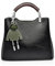 NICOLE & DORIS Handtasche Damen Klein Umhängetasche Crossbody PU Leder Henkeltasche Schultertasche Vintage Mini Tasche Satchel Handtasche mit Anhänger Schwarz