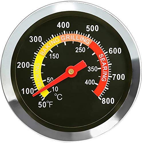 INF Analoges Bratthermometer für Grill, BBQ Koch-Thermometer, zum Nachrüsten für BBQ Smoker Grill Töpfe Bräter Räucher-Ofen, Ø 6 cm