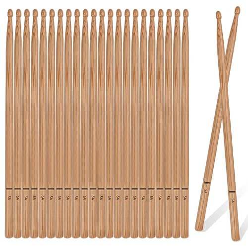 Delamiya 5A 12 Paia di Bacchette Batteria, Bacchette Batteria in Legno, Bacchette Batteria in Quercia Robuste, per Adulti, Bambini e Principianti, Antimuffa, per Batteria Jazz