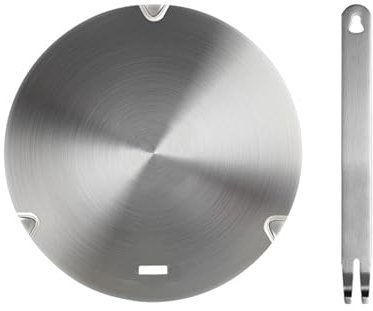 Beswarmy - Piastra per diffusore di calore a induzione, in acciaio inox, con manico rimovibile, per fornelli a gas, caffè, latte, fornelli a induzione, 26 cm