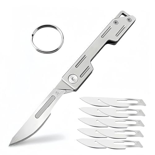Utility Folding Carbon Steel Unpacking Blade DIY Cutting Hand Pocket Tools 24# x10pcs Replaceable Blade for Professional Wallpaper Cutting Precision Craft/Hobby Cutter
