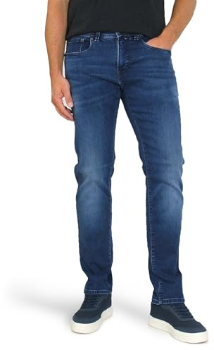 Pierre Cardin Herren Straight Jeans, Ocean Blue Used Schnurrbart, 32W / 30L