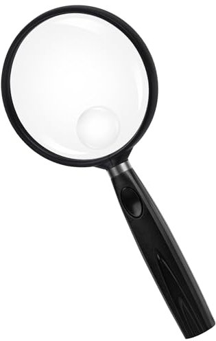 Feosky Hand-Leselupe, 10-fache 30-fache Lupe, 90 mm bruchsichere Linse, rutschfester Griff für Erwachsene, enge Arbeit, Senioren, Lesen und Kinder, Naturerkundung, Hobby-Beobachtung (schwarz)