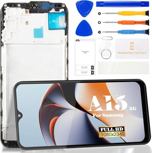 Écran LCD de rechange pour Samsung Galaxy A15 5G/4G A156 A155 A155F A156U avec kits de réparation d'assemblage Noir (taille plus petite avec cadre)