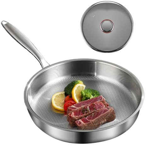 Genérico Sartén Antiadherente Con Tapa,Sartén Antiadherente Titanio | Cacerolas con Tapa para Hogar, Estufa de Inducción Eléctrica, Parrilla, Camping, Tortitas, Tortilla