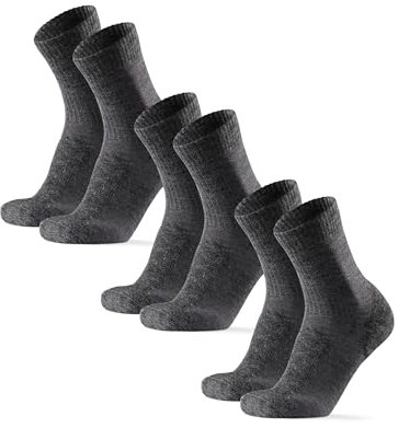 DANISH ENDURANCE Leichte Merino Wolle Wandersocken, Sommer Wollsocken, Unisex, für Herren & Damen, 3 Paar, Dunkelgrau, 43-47