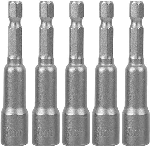 BigKing 5 Pièces Douille Hexagonale Magnétiqu, Douille Visseuse à Choc 7mm, Accessoires Perforateurs pour Perceuse à Main Tournevis Électrique Clé à Douille
