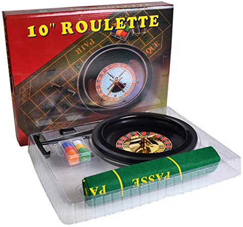 WOWOWO 10 Zoll Roulette Spiel Set mit Tischdecke Poker Chips für Bar Party Borad Spiel