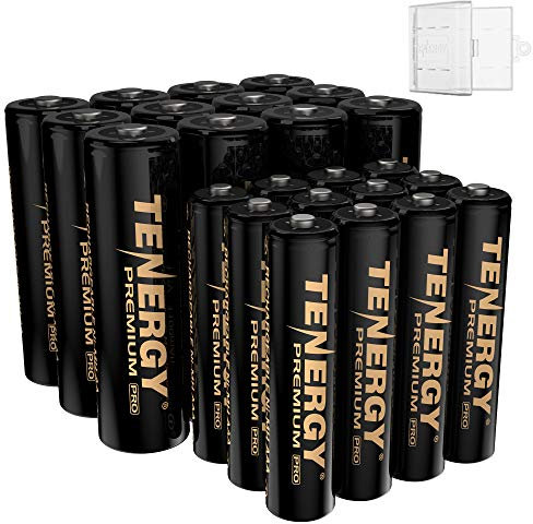 Tenergy Premium PRO Rechargeable AA and AAA Batteries, High Capacity NiMH 2800mAh AA 1100mAh NiMH AAA Batteries, 24 Pack 12AA and 12AAA Rechargeable Batteries