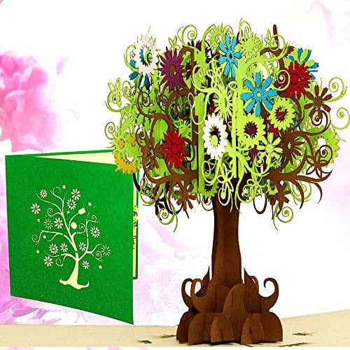 LINPOPUP®, LIN17747, Pop Up Karte Baum Geburtstag Grußkarten Blumen Klappkarte Geburtstagskarte Muttertagskarte Vatertag Danke Viel Glück Gute Besserung Abschied, Wunschbaum, N393