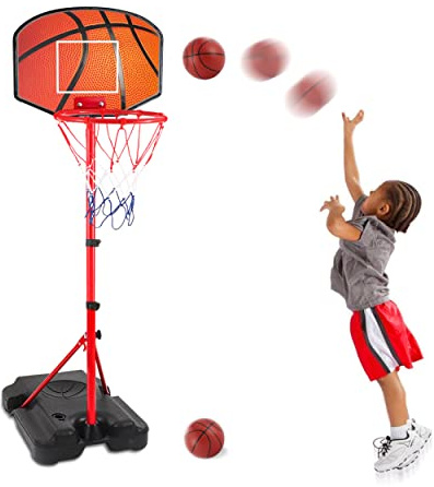Kids Basketball Hoop for 1 2 3 4 5 6 Year Old Stand Adjustable Height 3.5ft-5.3ft Toddler Boy Basketball Hoop Indoor Mini Basketball Hoops Goal Ball Games Toys for Girl Boy Age 1-3 2-4 3-5