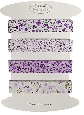 Set von 4 bedrucktes Baumwoll schrägband - Mehrere Farben erhältlich - Set von sehr guter Qualität - 2 Meter pro Farbe - 100% Baumwolle. (Set G)