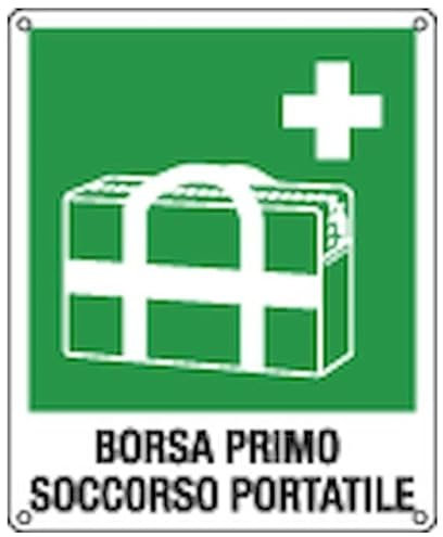 NEW CARTELLO SEGNALETICO - borsa primo soccorso portatile - Adesivo Extra Resistente, Pannello in Forex, Pannello In Alluminio (ADESIVO 20X31 cm)