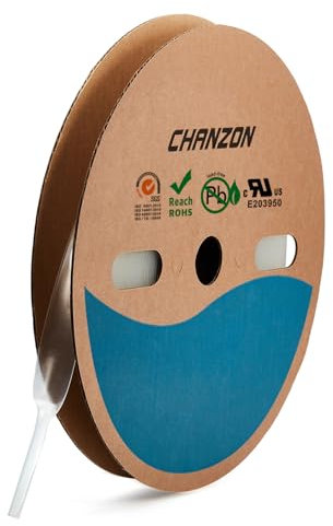 Chanzon 2:1 Ratio - 80Ft Roll - 25/64 (10mm) Heat Shrink Tubing 2:1(25M Total Length) Clear/Transparent Polyolefin Sleeving Wrap Shrinking 2 to 1 1pcs