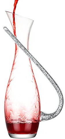 Weinkaraffe elegant mit Crushed Diamant Glas Krug Karaffe für Rotwein mit Strass Design (Silber)