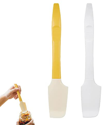 2PCS Mini Silicone Kitchen Spatula,Curved Small Spatula Kitchen Scraper Spatula,Non-Stick Silicone Spreader for Cooking Baking,Jar Scraper,Silicone Jar Spatula for Kitchen Jars Butter Cream