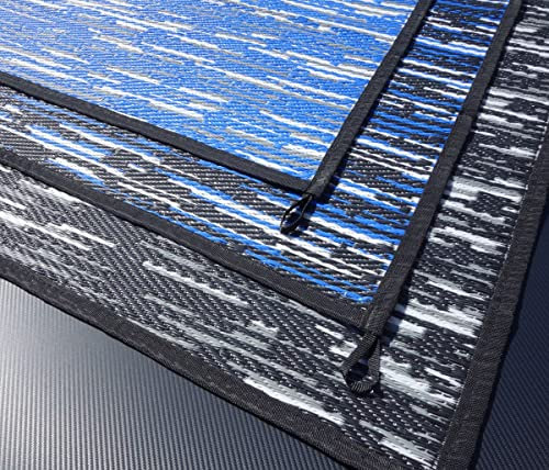 Schlauchland Outdoor Teppich ´´´odooro WAVETEX Platin 2,7m x 2m blau-weiß *** VIELE GRÖSSEN + Farben ** 450 g/m² Camping Zeltteppich Vorzelt Garten Spieldecke Wohnwagen Camper