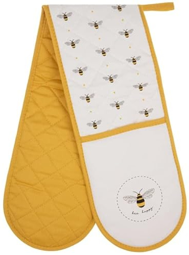 BEE Heat Resistance Double Oven Gloves Quilt Pattern Kitchen Oven Mitts and Pot Holder Gloves Baking Gloves