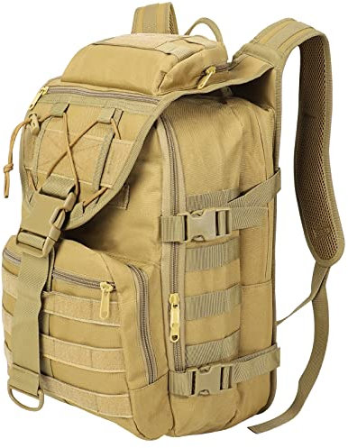 SHANNA Militärrucksack 35L Armee Rucksack Molle, Hohe Kapazität Trekkingrucksack Wanderrucksäcke Assault Pack Taktischer Kampfrucksack für Outdoor Camping 3 Tage Bug Out Go Bag Angeln Jagd, Khaki