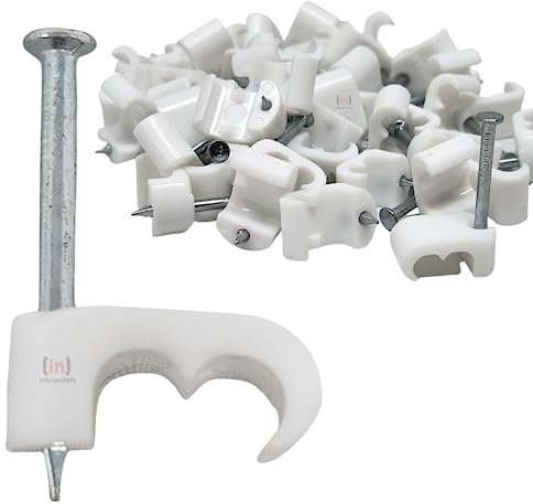 Inbrackets Twin Satellite Cable Clips For Sky Cable Ct63 Wf65 HT63 Shotgun Double Twin Coax WHITE (Pack of 100)
