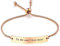 INBLUE Personalisierte Bar Herz Armband Gravur Name Datum Edelstahl Verstellbare Fußkettchen Link für Frauen Freundin Bester Freund Brautjungfer Geschenk (Roségold)