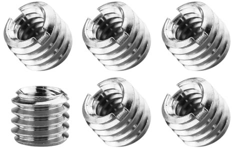 6 Adaptadores de Rosca para Trípode de Cámara - 1/4 a 3/8 - Tornillo Convertidor para Cámara de Vídeo, Monopod, Ballhead y Soporte
