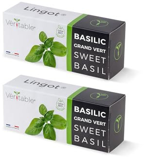 2 Barren Basilikum, groß, grün, Bio – kompatibel mit echten Indoor-Gemüsegärten und Exky® – gebrauchsfertige Nachfüllpackung – Substrat mit integrierten Samen