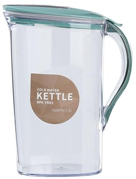 Bouilloire à thé 1,5 l, cruche à eau isolée, grande cruche à eau, distributeur de jus de fruits, bouilloire pour réfrigérateur, cruche d'eau avec couvercle pour jus, limonades, boissons