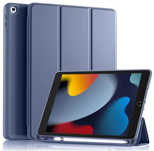 EspZanthic Coque Étui pour iPad 9/8/7 10,2 Pouces (Modèle 2021/2020/2019, 9ème/8ème/7ème Génération) avec Porte Pencil, Protecteur D'écran, Veille/Réveil Automatique