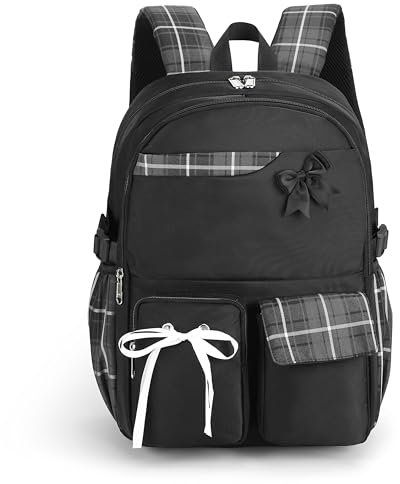 Joymoze Mädchen Schulrucksack Geräumige Buchtasche für Teenager Frauen Laptop-Rucksack Schwarz