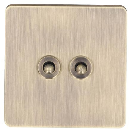 Interruptor de Palanca Unipolar AC 250V, 1 Pandilla de 2 Vías Interruptor de Alimentación con Capacidad de Control Dual, Antiguo Panel de Inoxidable con Textura de Bronce