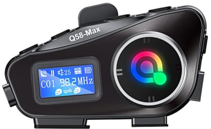 Luobannm Q58 Max Motorradhelm Bluetooth Intercom IP65 Wasserdicht Intercom Entfernung 500 Meter Multi-Szene Gemischte Musik