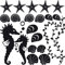 GRAZDesign Wandtattoo Bad Muschel & Seepferdchen Set Wandaufkleber Maritime Deko wasserfest - 070 schwarz