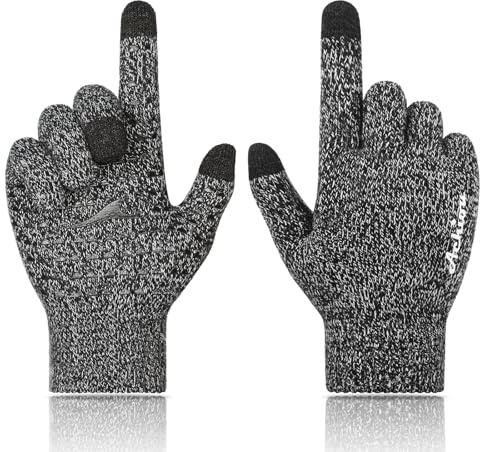 Achiou Winter Gloves, Glove for Men Women, Upgraded Touch Screen Texting Warm Running with Thermal Soft Knit Lining
