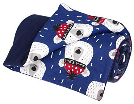Kaarsgaren Kinderwagendecke für Winter, Größe 70 x 100 cm, Farbe: Dunkelblau/Bären, doppelseitig Kuscheldecke, Babydecke, Erstlingsdecke, Krippe Decke (Dunkelblau/Bären)