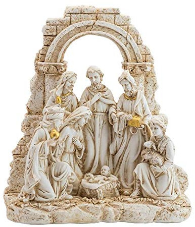 DRW Klassische Krippenfigur mit Königen, 1 Stück, Kunstharz, 25 x 29 cm