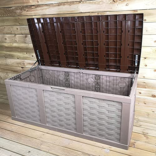 Samuel ALEXANDER HUGE XXL 634 Litre PVC Strong Outdoor Garden Storage Box Garden Storage Seat, Decking Box Perfect For Cushions And Additional Storage In Brown