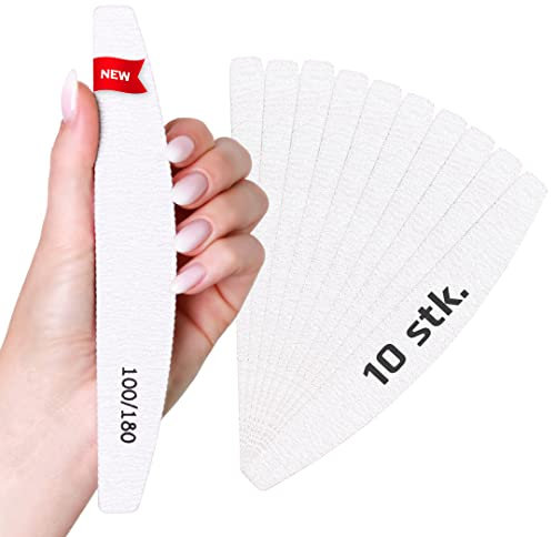 Profi Nagelfeilen, 10 Stück, Gelnägel, Halbmond, 100/180 Grit, Zebra-Design (Zebra Halbmond, 10, stück)