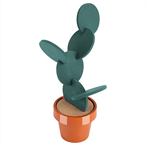Cactus Coasters 6Pcs/Set Cup Coasters Round Cactus Coaster Tree Novelty Potted Cactus Cup Pad Mat Cactus Coasters Set Heat Insulation Coasters Table Desktop Decoration