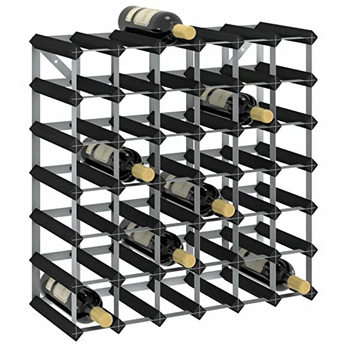 Tidyard Catherinol Casier à Bouteilles Armoire à Vin Range Bouteille Cave à Vin Porte-Bouteille Casier à Bouteilles pour 42 Bouteilles Noir Bois de pin Solide