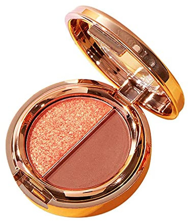 Gokame 2 Colors Eyeshadow Palette, Schminkpalette Lidschatten Glitzer, Flashing Sheet Glitter Shimmer Eye Shadow, 2 farben lidschatten palette glitzer (Orange)