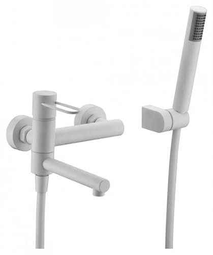 IMEX - Grifo de pared monomando de bañera/ducha - Serie MILOS BDY027-4BL Blanco Mate