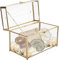 Homtone 26cm Boîte en verre pour cartes de mariage faite à la main, Grande boîte vitrine dorée vintage, Boîte de présentation pour réception de mariage, Décoration de table (avec fente)