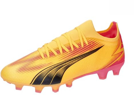 PUMA Unisex Ultra Match Fg/Ag Zapatos de fútbol, Sun Stream Puma Black Sunset Glow, 42 EU