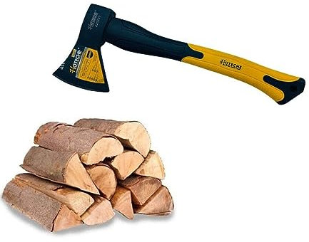 Accetta Ascia Spaccalegna Taglio Universale Picozzino Spacca Legna 600GR con Manico in Fibra di Vetro Accetta Taglia Legna con Lama in Acciaio Forgiato