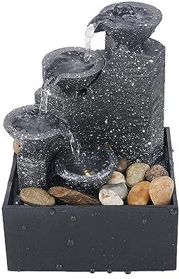 Espejo Fuente de Agua Fuente de Agua Feng Shui Fuente de Escritorio Cascada de Agua Corriente de Escritorio con Oficina de luz LED