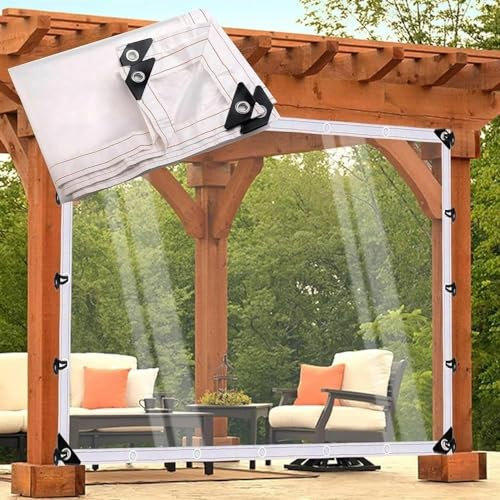 Transparente Plane, Staub- und regensichere, langlebige Gewächshausplane, robuste Vinyl-Plane mit Öse for Gartenpavillon, Veranda, Garage (Size : 5x4.5m/16.4x14.7ft)